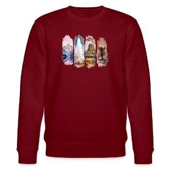 Wyoming USA Reise – Natur, Abenteuer, Yellowstone - Stanley/Stella Unisex Bio-Sweatshirt CHANGER  - Burgunderrot - Vorne - Nik (191cm) & Marisol (170cm)