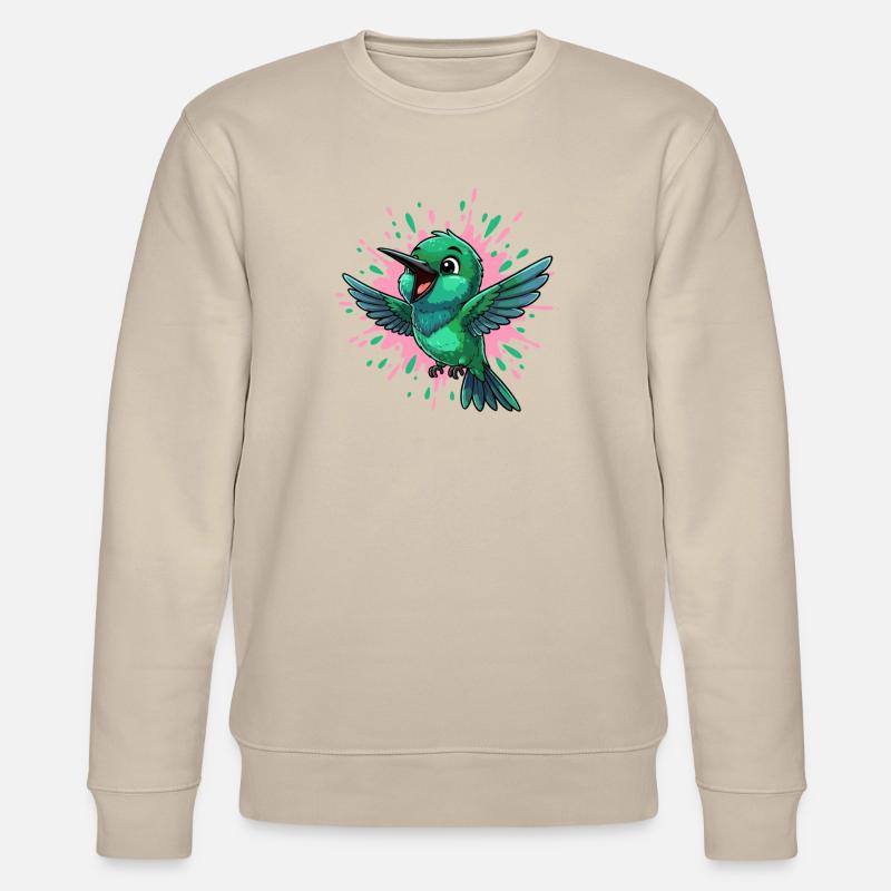 Farbenfroher Kolibri mit Farbsplash - Stanley/Stella Unisex Bio-Sweatshirt CHANGER  - Beige