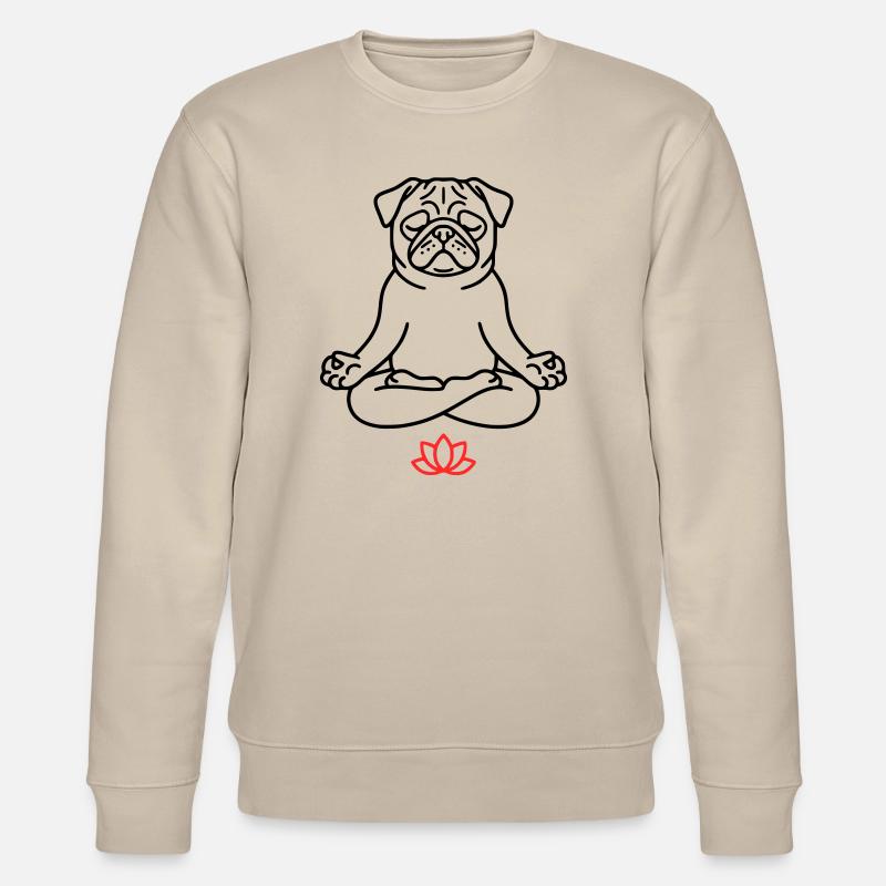 Mops Hund Zen Ausmalbild - Stanley/Stella Unisex Bio-Sweatshirt CHANGER  - Beige