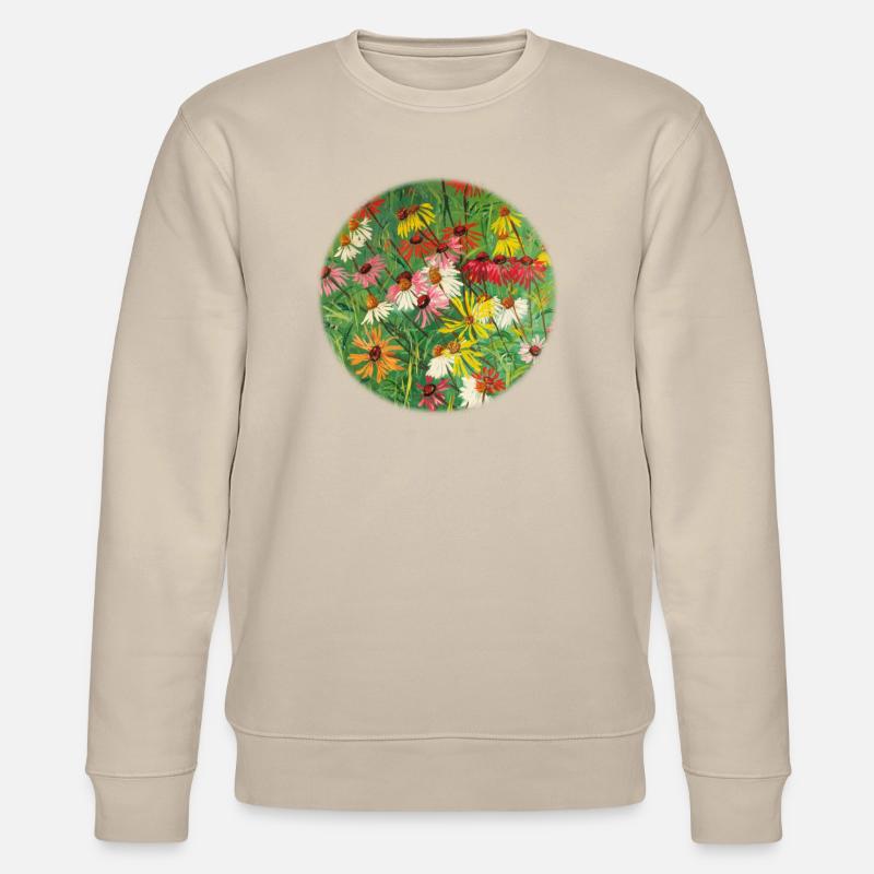 Bunte Echinacea-Wiesen-Malerei - Stanley/Stella Unisex Bio-Sweatshirt CHANGER  - Beige