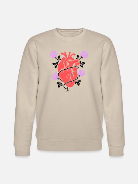 Anatomisches Herz Rosen Bunt - Stanley/Stella Unisex Bio-Sweatshirt CHANGER  - Beige