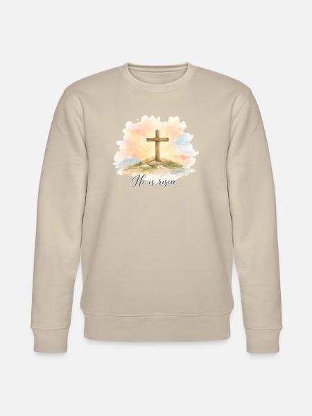Resurrection He is Risen Easter Jesus - Stanley/Stella CHANGER Unisex Organic Sweatshirt - beige