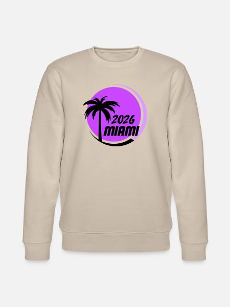 Miami Palm Trees Neon Logo - Stanley/Stella CHANGER Unisex Organic Sweatshirt - beige