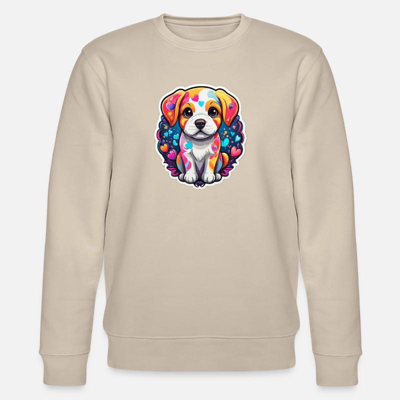 Regenbogenwelpen-Glückliches Herz - Stanley/Stella Unisex Bio-Sweatshirt CHANGER  - Beige