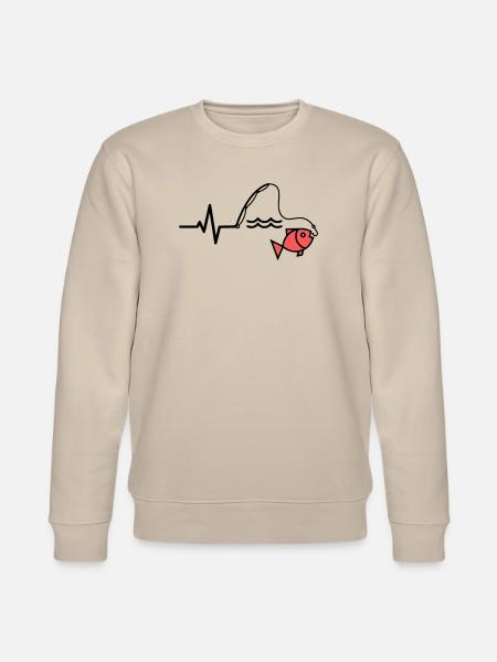 ECG Fishing Rod Fish Outline - Stanley/Stella CHANGER Unisex Organic Sweatshirt - beige