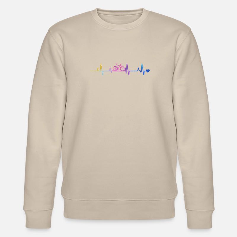Fahrrad-Herzschlag im Regenbogen - Stanley/Stella Unisex Bio-Sweatshirt CHANGER  - Beige