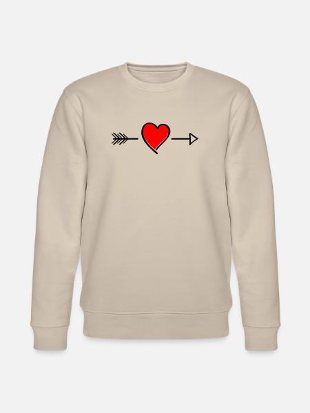 Heart contrast on black - Stanley/Stella CHANGER Unisex Organic Sweatshirt - beige
