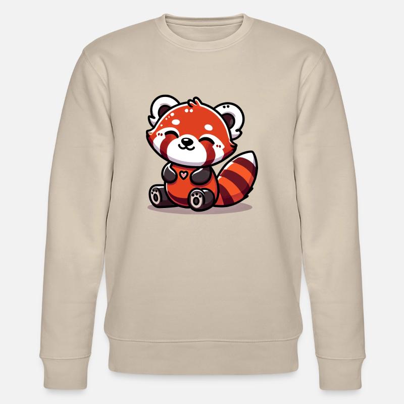 Roter Panda mit Herz - Stanley/Stella Unisex Bio-Sweatshirt CHANGER  - Beige