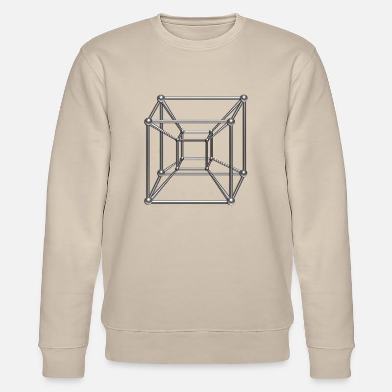 TESSERACT, Hypercube 4D, digital, Symbol - - Sweat bio CHANGER Stanley/Stella Unisexe - beige