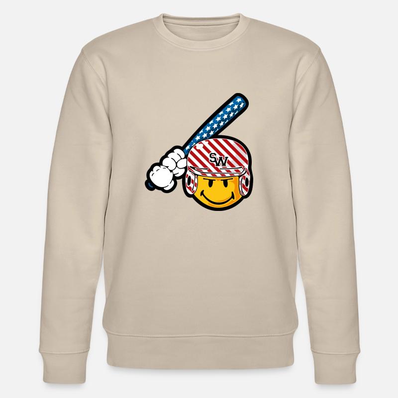 Smiley Baseball Batsman - Stanley/Stella Unisex Bio-Sweatshirt CHANGER  - Beige