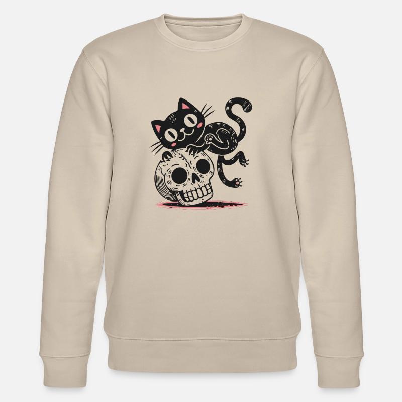 Chat noir et crâne - Sweat bio CHANGER Stanley/Stella Unisexe - beige