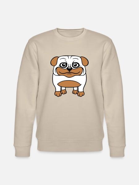 Hund Mops Lille Sød Pik Kærlighed Glad Komisk Sjov - Stanley/Stella økologisk unisex-sweatshirt CHANGER  - beige