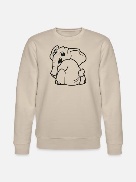 Elephant turns around - surprised, frightened - Stanley/Stella CHANGER Unisex Organic Sweatshirt - beige