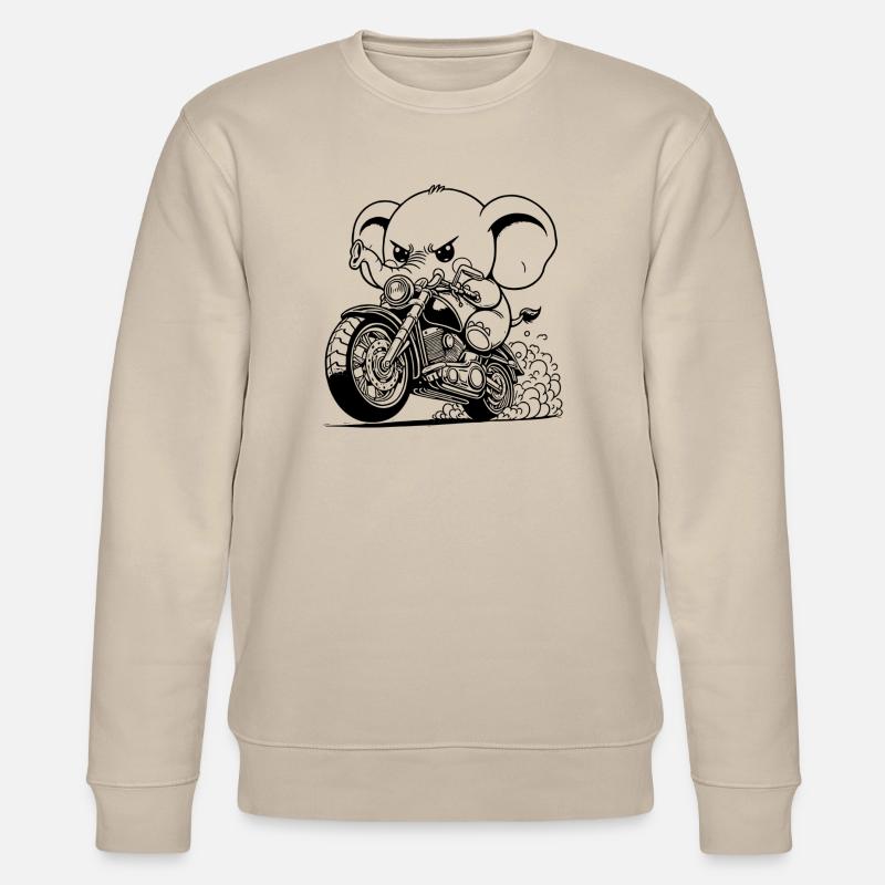 ELEFANT AUF MOTORRAD - Stanley/Stella Unisex Bio-Sweatshirt CHANGER  - Beige