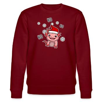 Merry Christmas from the cutest little axolotl - Stanley/Stella CHANGER Unisex Organic Sweatshirt - burgundy - Front - Nik (191cm) & Marisol (170cm)