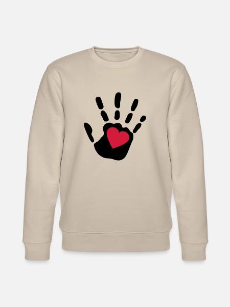love_handprint_2c - Stanley/Stella CHANGER Unisex Organic Sweatshirt - beige