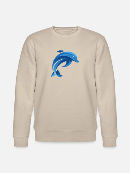 Minimalist Dolphin Illustration - Stanley/Stella CHANGER Unisex Organic Sweatshirt - beige