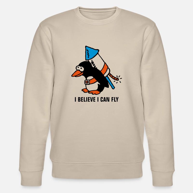 rocket_pinguin_white_b_3c - Stanley/Stella CHANGER Unisex Organic Sweatshirt - beige