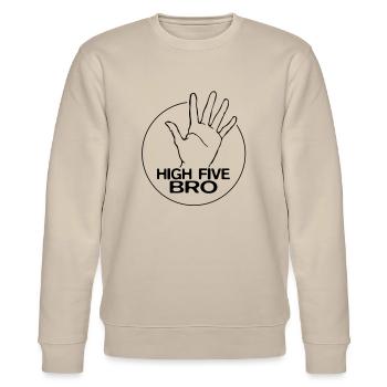 High Five Bro! - Stanley/Stella Unisex Bio-Sweatshirt CHANGER  - Beige - Vorne - Nik (191cm) & Marisol (170cm)