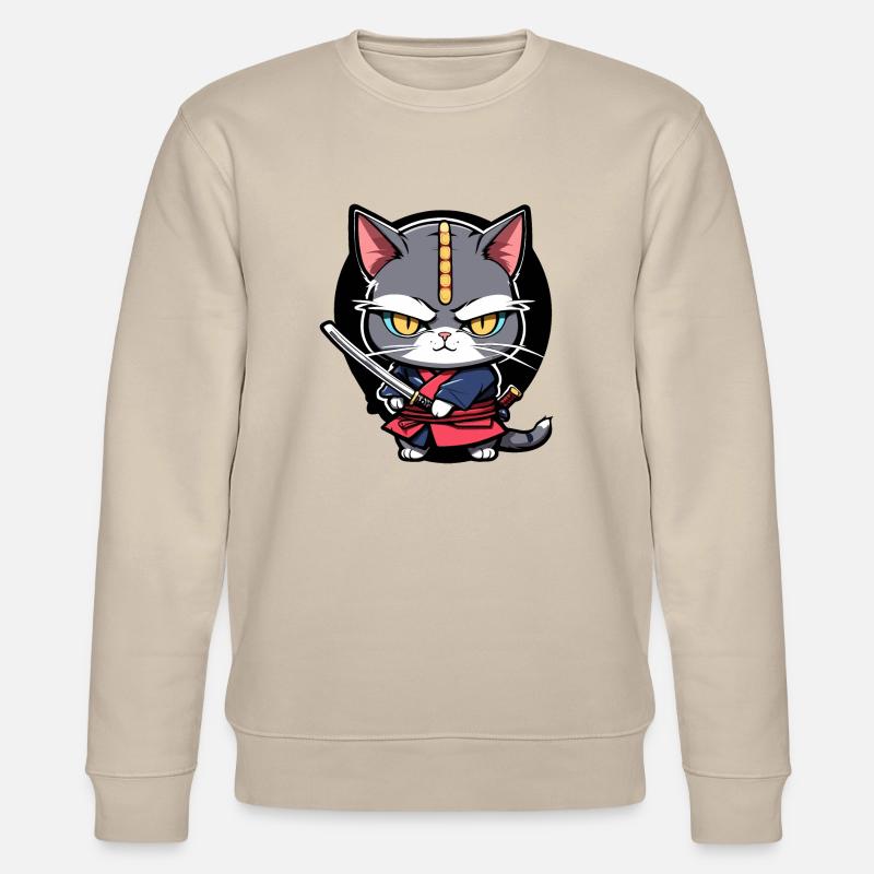 Samurai-Katze #8 - Stanley/Stella Unisex Bio-Sweatshirt CHANGER  - Beige