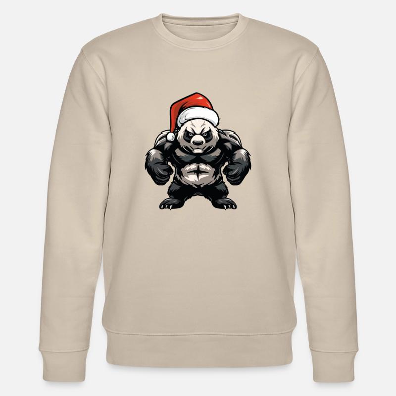 Pandabär Weihnachtsmann - Stanley/Stella Unisex Bio-Sweatshirt CHANGER  - Beige