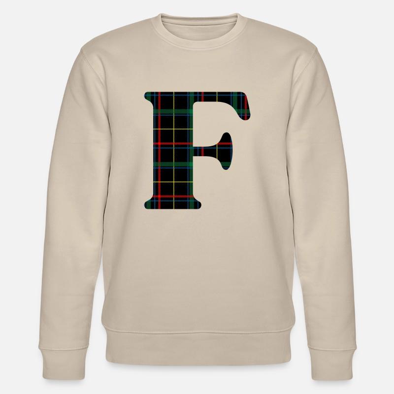 Monogramm f Schottischer Tartan - Stanley/Stella Unisex Bio-Sweatshirt CHANGER - Beige