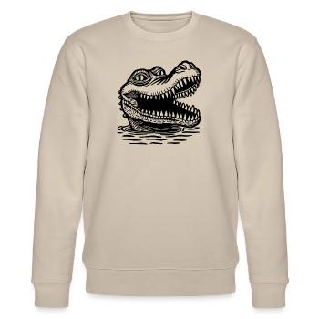 Krokodil Alligator - Stanley/Stella Unisex Bio-Sweatshirt CHANGER  - Beige - Vorne - Nik (191cm) & Marisol (170cm)