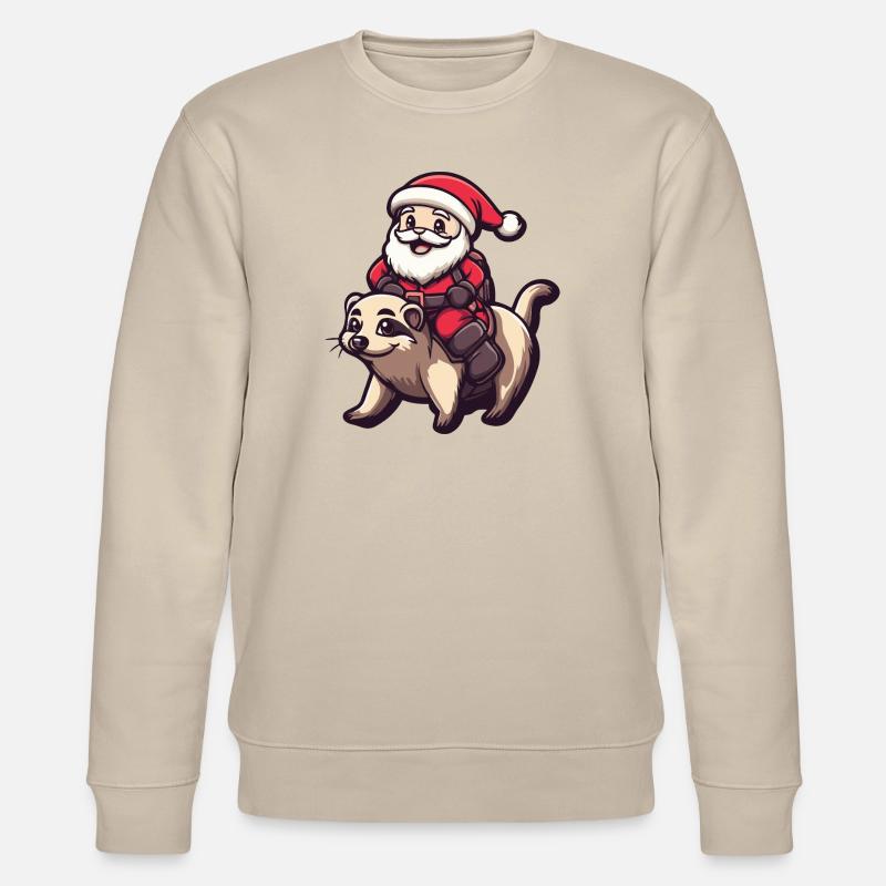 Erdmännchen Weihnachtsmann Cartoon - Stanley/Stella Unisex Bio-Sweatshirt CHANGER  - Beige