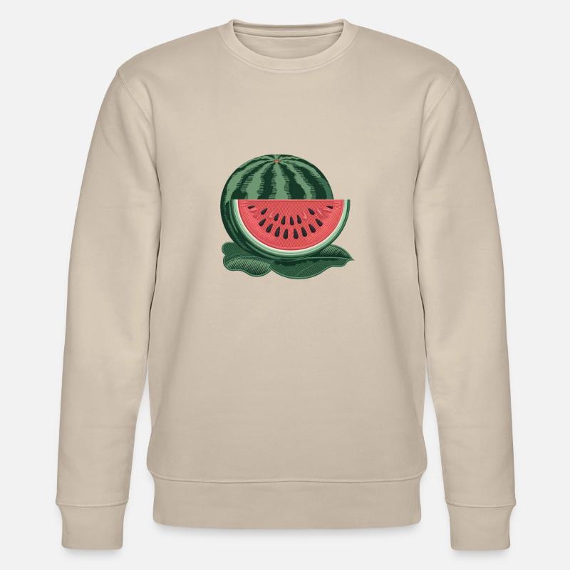 Gestickte Wassermelone - Stanley/Stella Unisex Bio-Sweatshirt CHANGER  - Beige