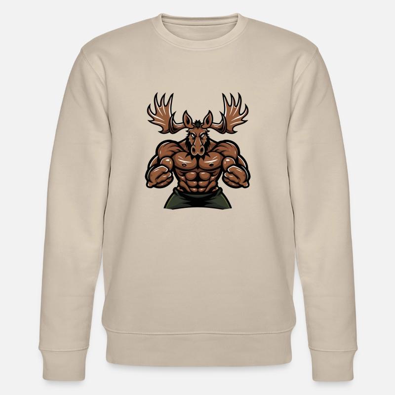 Elch Comic - Stanley/Stella Unisex Bio-Sweatshirt CHANGER  - Beige