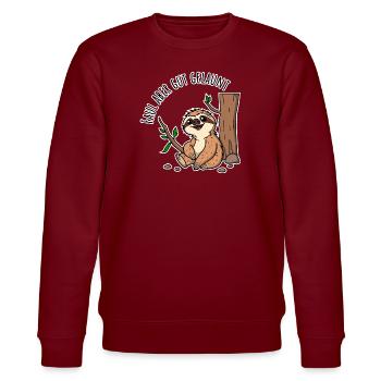 Relaxed Sloth - Lazy but in a good mood - Stanley/Stella CHANGER Unisex Organic Sweatshirt - burgundy - Front - Nik (191cm) & Marisol (170cm)
