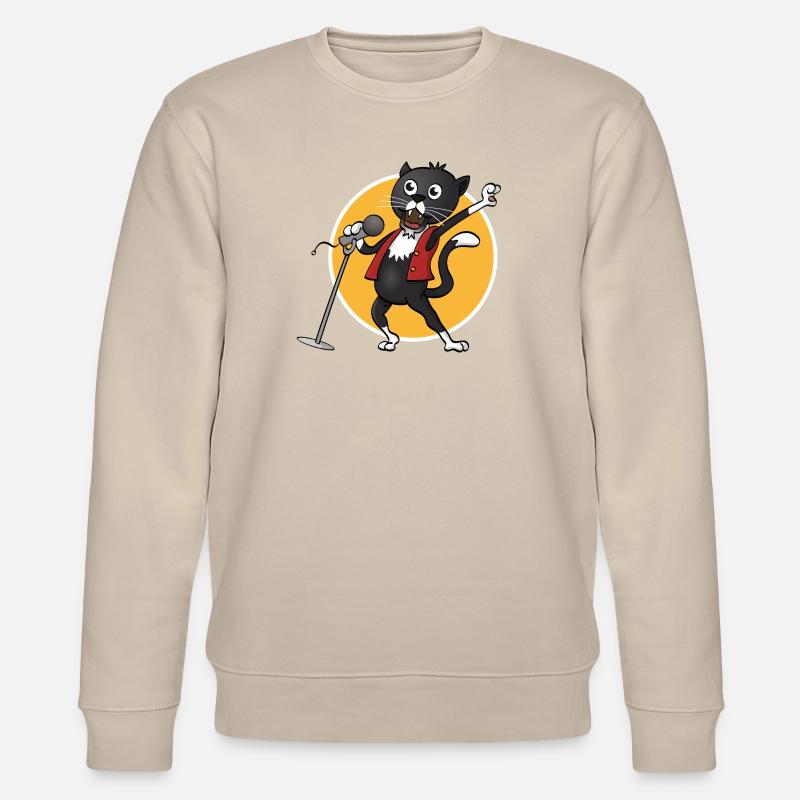 Le chat noir chantant joyeusement - Sweat bio CHANGER Stanley/Stella Unisexe - beige