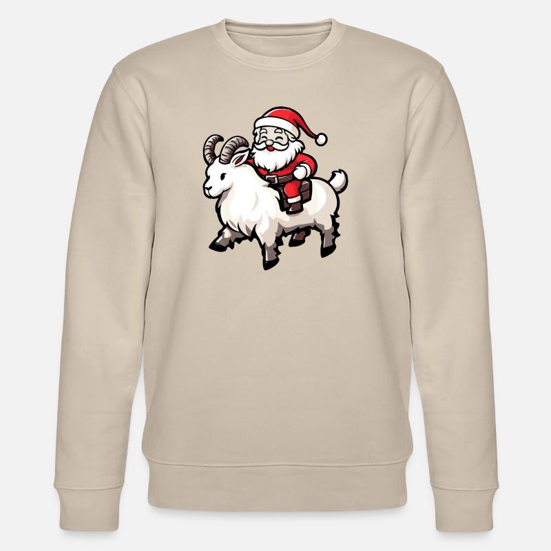 Bergziege Weihnachtsmann Cartoon - Stanley/Stella Unisex Bio-Sweatshirt CHANGER  - Beige