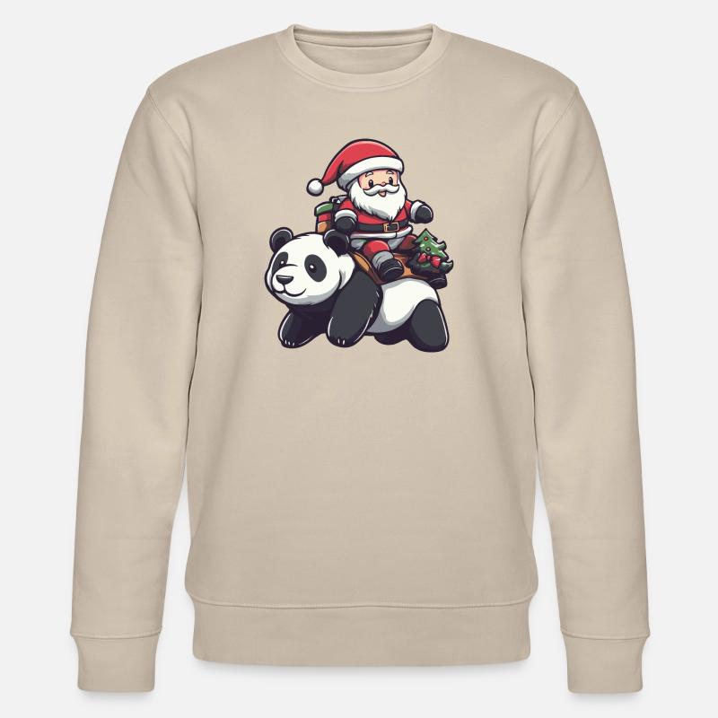 Panda Père Noël Dessin animé - Sweat bio CHANGER Stanley/Stella Unisexe - beige