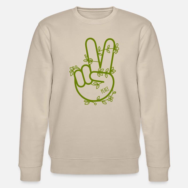 Peace-Hand mit Ranken - Stanley/Stella Unisex Bio-Sweatshirt CHANGER  - Beige