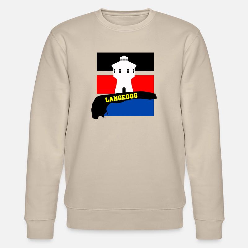 Langeoog mit Wasserturm, Fahne & Umriss - Stanley/Stella Unisex Bio-Sweatshirt CHANGER - Beige
