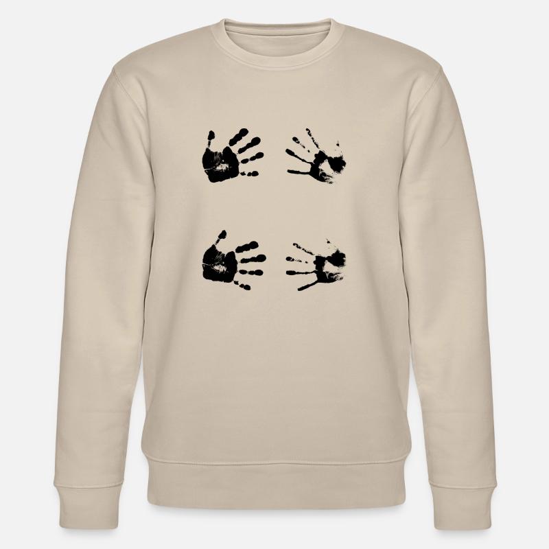 Schwarze Handabdrücke. Geschenk - Stanley/Stella Unisex Bio-Sweatshirt CHANGER  - Beige