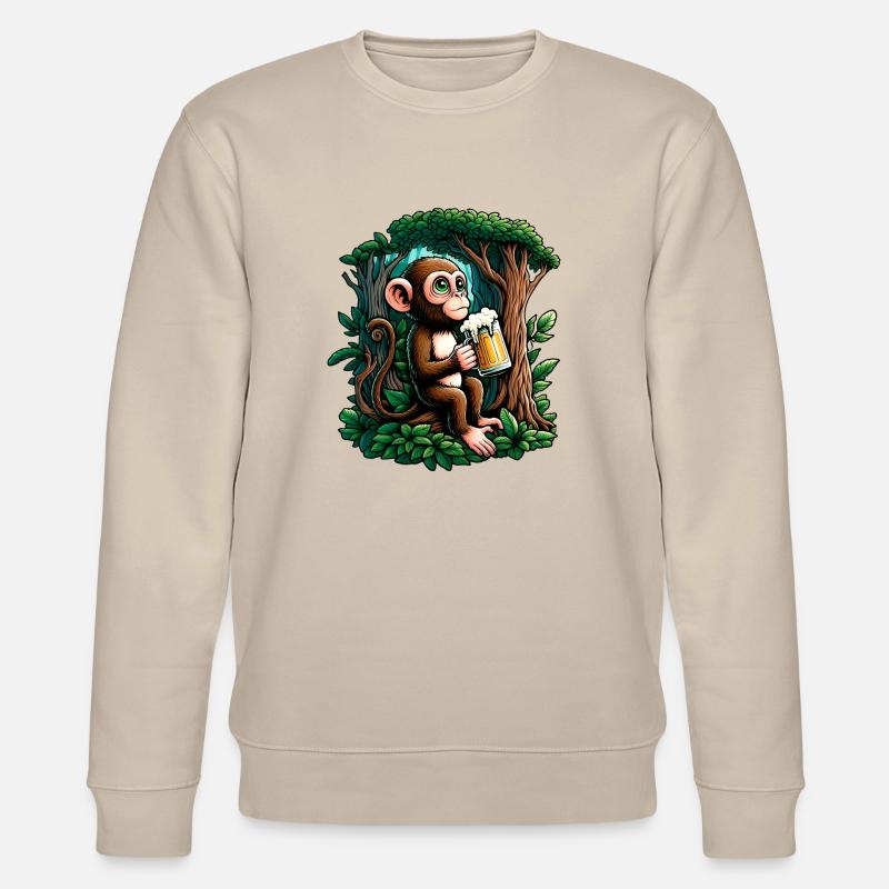 Lässiger Bieraffe - Stanley/Stella Unisex Bio-Sweatshirt CHANGER  - Beige