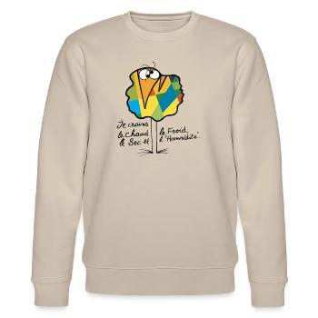 Currency Shadok N ° 02 - Stanley/Stella CHANGER Unisex Organic Sweatshirt - beige - Front - Nik (191cm) & Marisol (170cm)