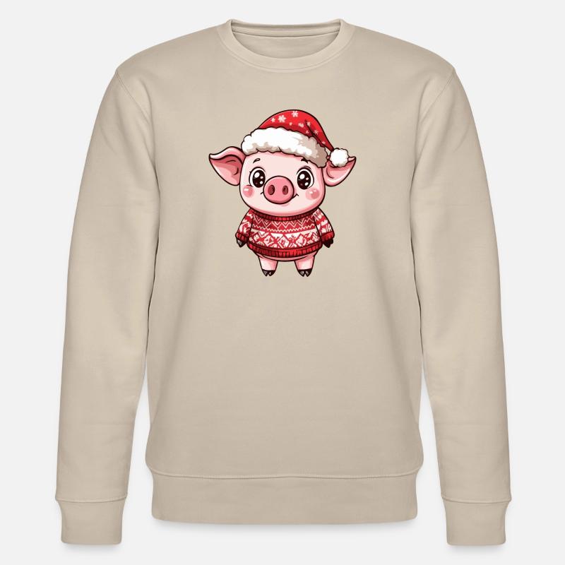 Pig Christmas Comic - Stanley/Stella CHANGER Unisex Organic Sweatshirt - beige
