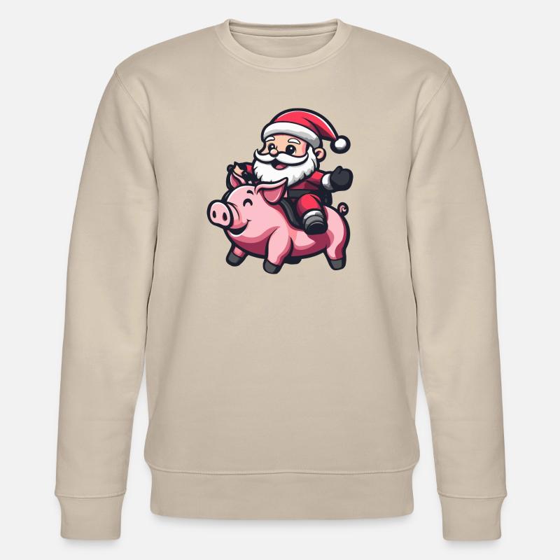 Cochon Père Noël Dessin animé - Sweat bio CHANGER Stanley/Stella Unisexe - beige