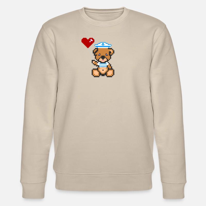 Pixel Bär Marineblau - Stanley/Stella Unisex Bio-Sweatshirt CHANGER  - Beige
