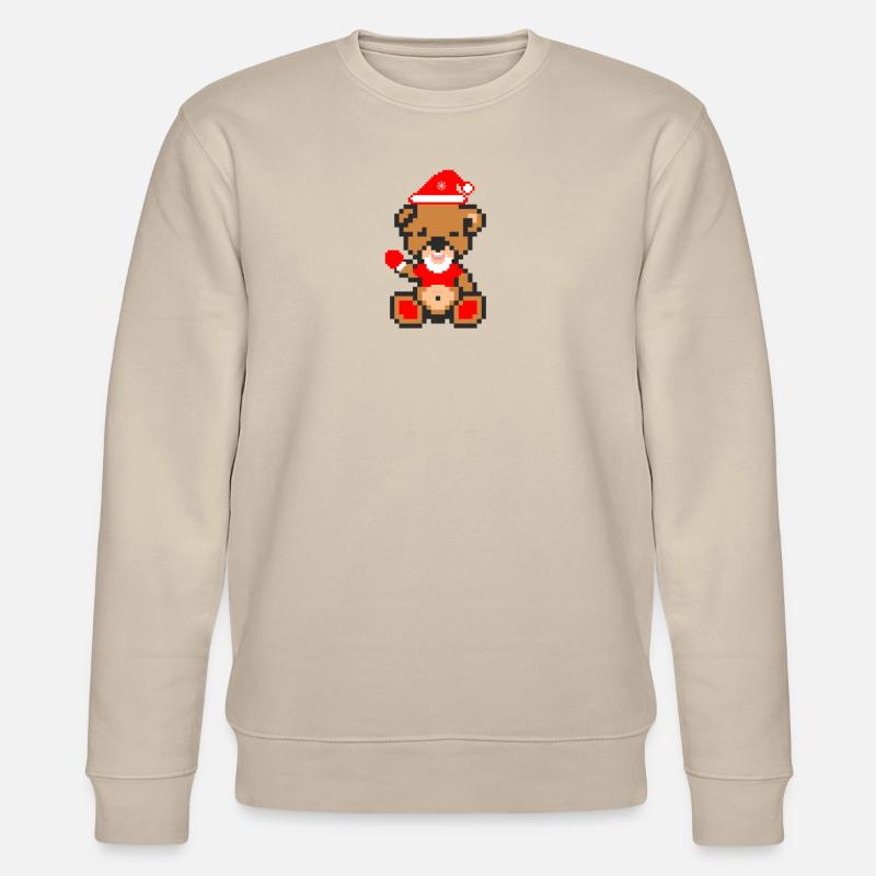 Pixel Bär Weihnachten - Stanley/Stella Unisex Bio-Sweatshirt CHANGER  - Beige
