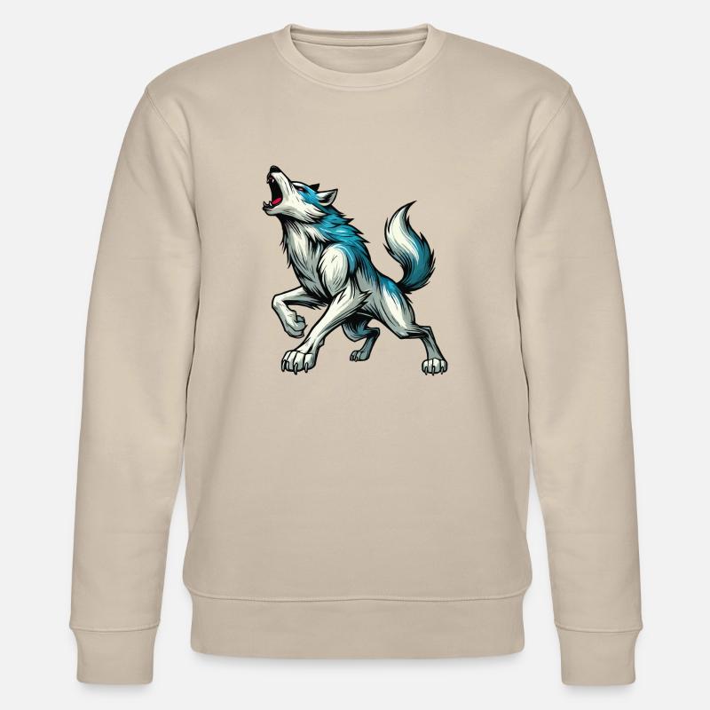 Wolf Comic - Stanley/Stella Unisex Bio-Sweatshirt CHANGER  - Beige