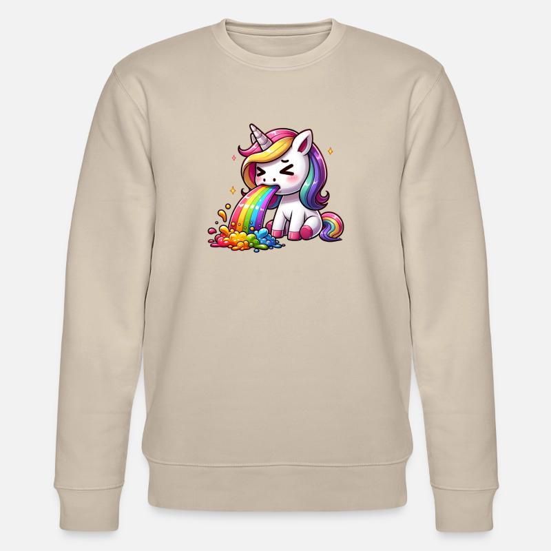 Licorne vomissant arc-en-ciel - Sweat bio CHANGER Stanley/Stella Unisexe - beige