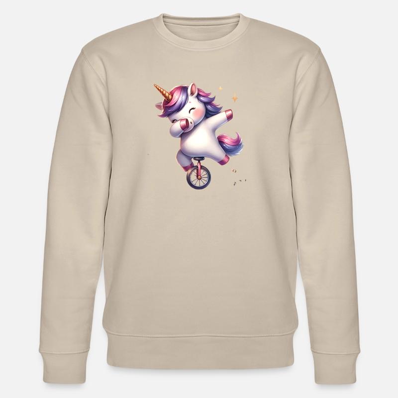 Einrad Einhorn dab dabbing - Stanley/Stella Unisex Bio-Sweatshirt CHANGER  - Beige