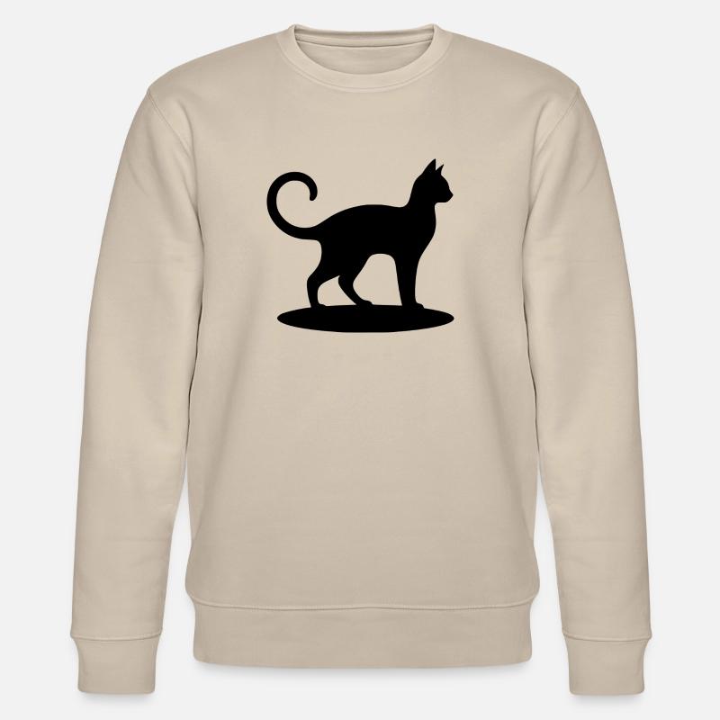 Schwarze Katze Silhouette - Stanley/Stella Unisex Bio-Sweatshirt CHANGER  - Beige
