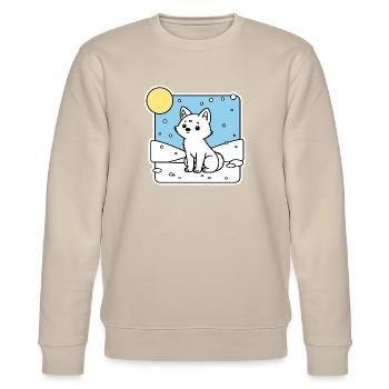 A cute little baby arctic fox in the snow - Stanley/Stella CHANGER Unisex Organic Sweatshirt - beige - Front - Nik (191cm) & Marisol (170cm)