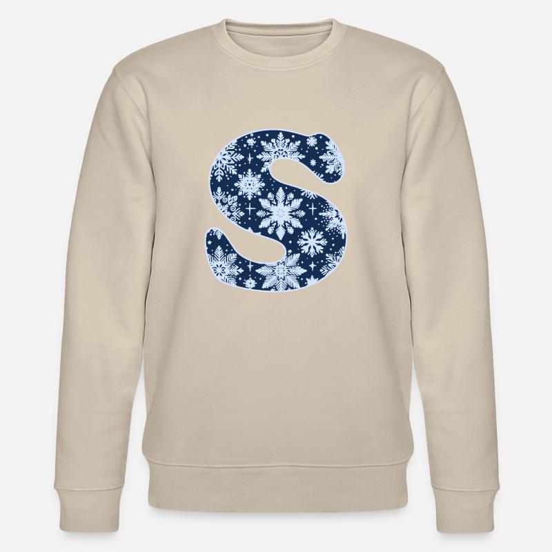 Buchstabe S Schneeflocken - Stanley/Stella Unisex Bio-Sweatshirt CHANGER  - Beige