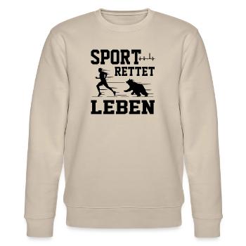 Sport Rettet Leben - Lustige Sportler - Stanley/Stella Unisex Bio-Sweatshirt CHANGER  - Beige - Vorne - Nik (191cm) & Marisol (170cm)